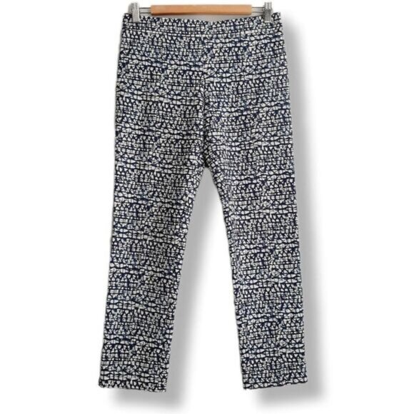 TORY BURCH / Slim Crop Ponte Pants Blue Tribal Print Sz XS - Picture 1 of 11